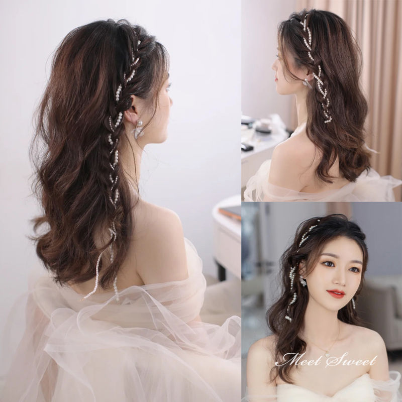 ヘッドドレス ヘアアクセサリー ウェディング小物 リボン 前撮り パール ヘアバンド 結婚式 二次会 披露宴 花嫁 ブライダル ウエディング パーティー アレンジ