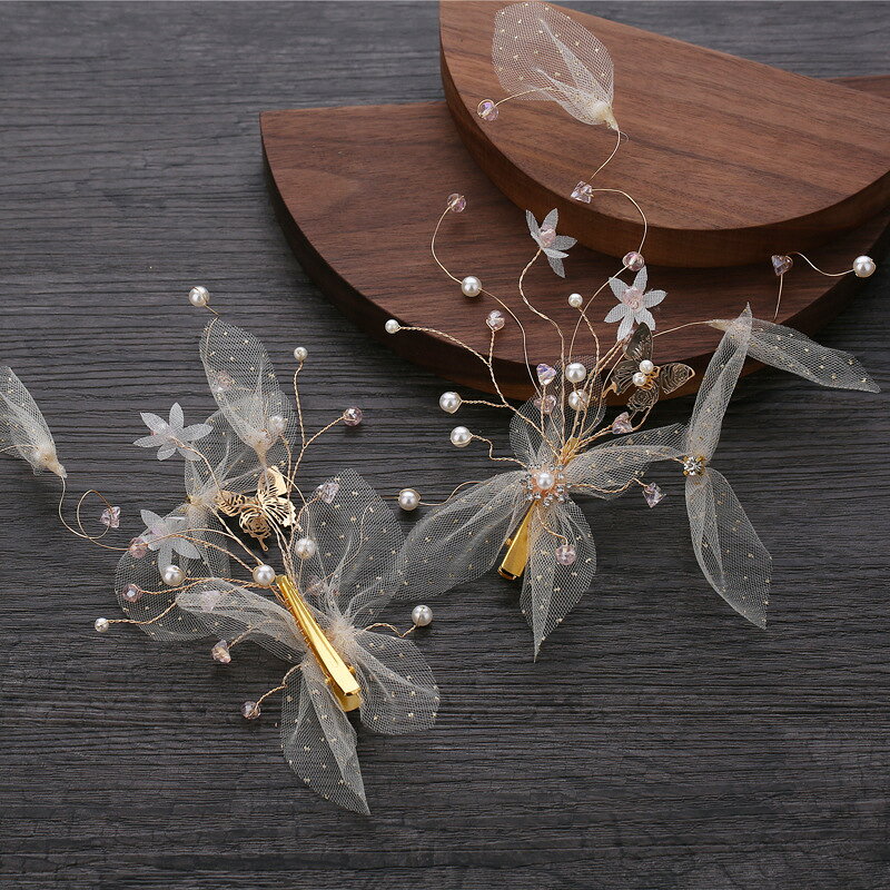 ミートスウィートの髪飾り ヘアアクセサリー ヘッドドレス 二次会 花 髪留め 結婚式 ウェディング 和装 ヘッドアクセサリー ブライダル 発表会 演奏会 コンサート 前撮り 成人式 ブライダルアクセサリー ウェディング小物 花嫁 披露宴 フォトウェディング 卒業式｜アングル3