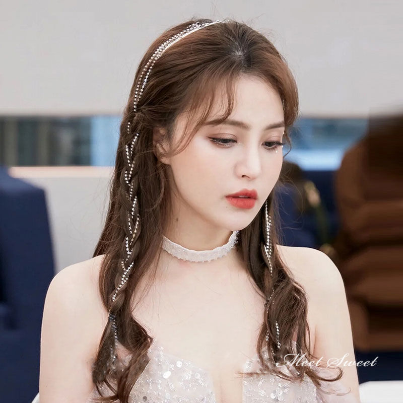 フリンジ ヘアアクセサリー ラインストーンカチューシャ 結婚式 二次会 成人式 同窓会 謝恩会 お呼ばれ パーティー ウェディング 卒業式 イブニングドレスに 2