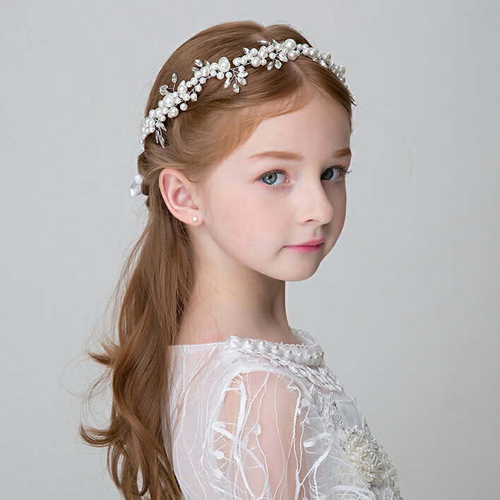 安い カチューシャ 子供ティアラ パール フォーマル 髪飾り ピアノ発表会 キッズ フラワー ジュニア 結婚式 ヘッドドレス パーティーのサムネイル