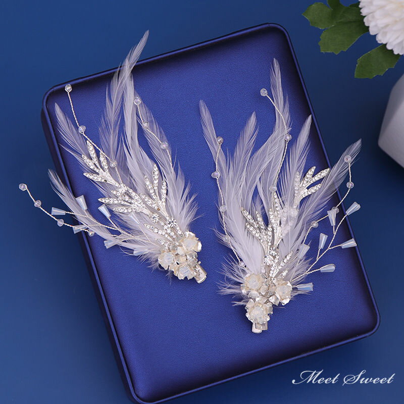 【P5倍★BLACK FRIDAY限定】ヘッドドレス フェザー ウエディング ヘアピン 髪飾り 花嫁 ウェディング 結婚式 発表会 演奏会 舞台 披露宴 ブライ...