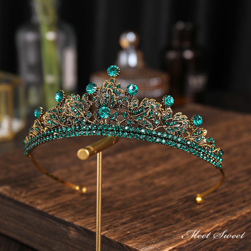 【P5倍★BLACK FRIDAY限定】ヘッドドレス グリーン ウエディング ブラック ティアラ クラウン 髪飾り 花嫁 ウェディング 結婚式 発表会 演奏会 ...