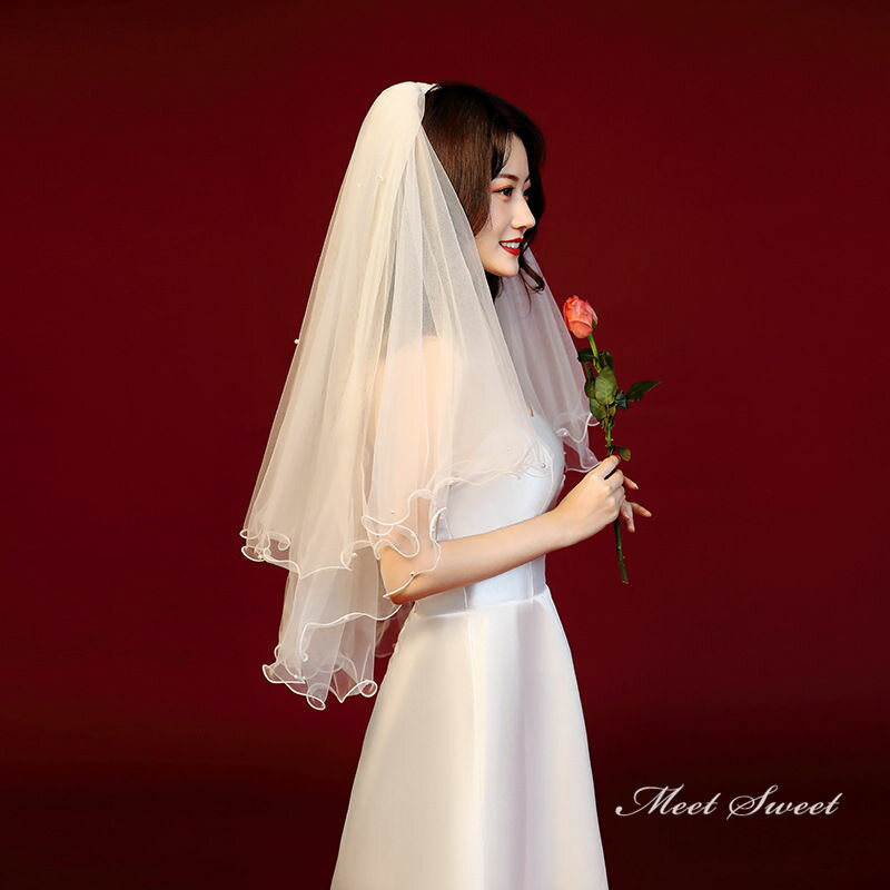 ウェディング 結婚式 ウエディング ブライダル 波線 2次会 ウエディングドレス 花嫁 ヴェール ショートベール ウエディングベール フェイスアップベール 挙式