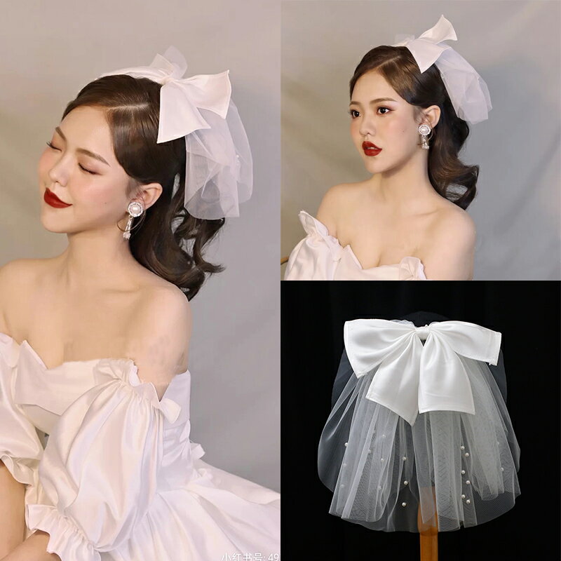 ベール ヴェール ウエディングベール ショートベール ミニベール ヘッドドレス リボン 可愛い 花嫁 結婚式 ブライダル 二次会 発表会 演奏会 前撮り 成人式