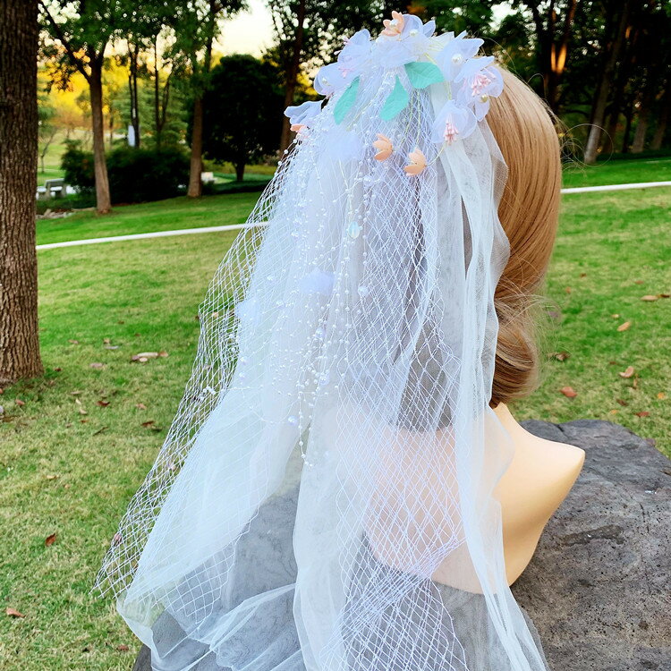 ベール フラワー ウェディング ウェディングベール 結婚式 挙式 二次会 パーティー 森ガール ウェディングドレス チュール ブライダル フォトウェディング