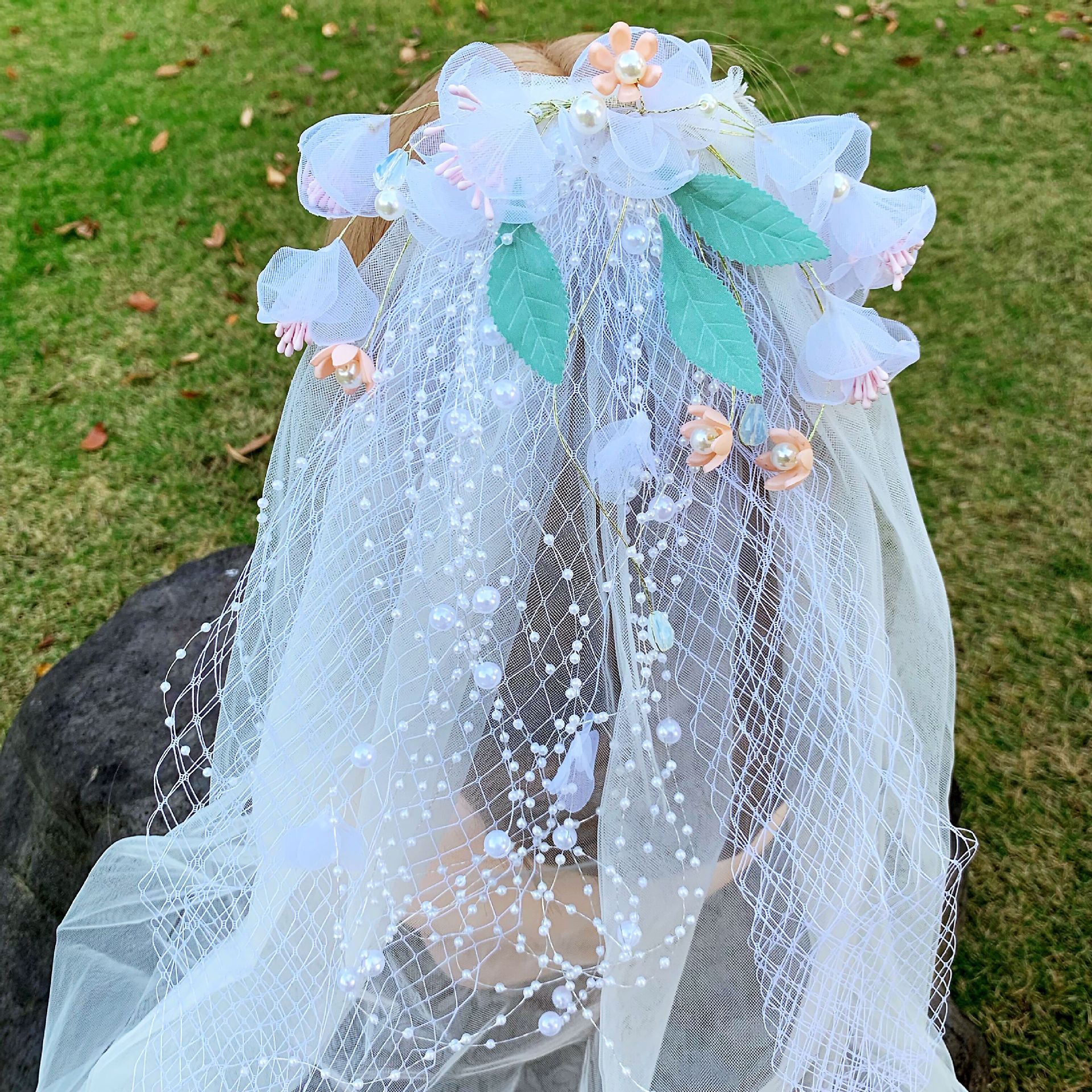 ベール フラワー ウェディング ウェディングベール 結婚式 挙式 二次会 パーティー 森ガール ウェディングドレス チュール ブライダル フォトウェディング