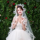 ウェディングベール フリル ウエディングベール フェイスアップベール ヴェール ミドル丈 ブライダル 結婚式 二次会 披露宴 リゾート 前撮り ショートベール