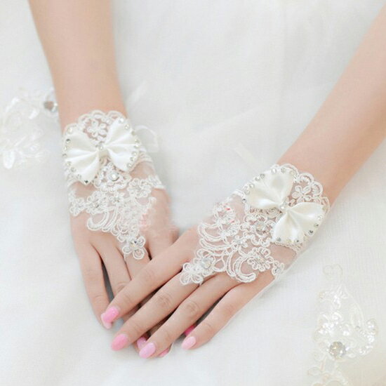 ショート 結婚式 ウエディンググローブ 安い ブライダルグローブ 花嫁 グローブ 手袋 二次会 パーティー ウェディング手袋 フィンガーレス オフホワイト