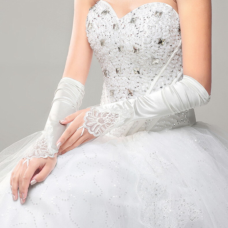 ロング 安い ウエディンググローブ 結婚式 ブライダルグローブ 花嫁 ロンググローブ 二次会 ウェディング手袋 フィンガーレス オフホワイト/ホワイト