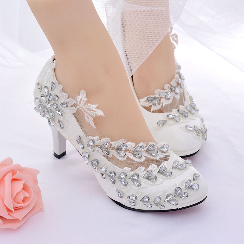 ウェディングシューズ レディース靴 ウエディングシューズ パンプス ハイヒール 結婚式 花嫁 ブライダル 二次会 パーティー 披露宴 ラインストーン 海外挙式