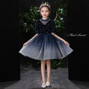 女の子 パーティードレス 子供服 ワンピース 子供 子どもドレス フォーマルドレス ミニドレス キッズ ジュニア 子供ドレス 発表会 結婚式 ピアノ発表会 ネイビー