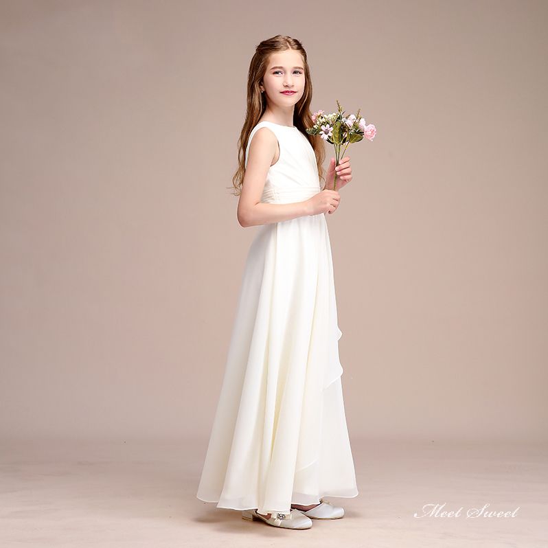 子供ドレス ノースリーブ ピアノ発表会 ロングドレス ギリシャ風ワンピース 結婚式 キッズドレス ホワイト 演奏会 フォマール 女子 パーディードレス コンクール フォーマルドレス 七五三 フラワーガール 女の子 ジュニア プリンセス お姫様 撮影衣装