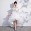 フィッシュテールドレス キッズ カラードレス 子供ドレス プリンセス ホワイト ピアノ 発表会 フォーマル 子ども ガールズ イベント ステージ衣装 リングガール