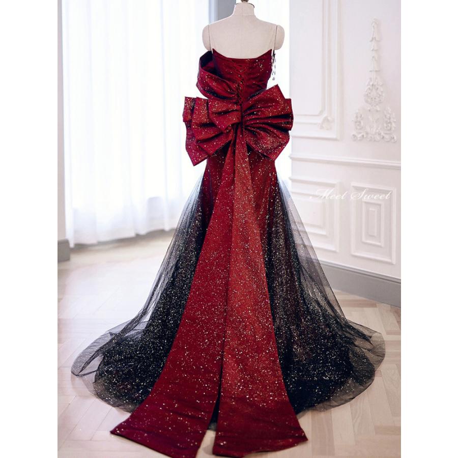 カラードレス ロングドレス マーメイドドレス ワインレッド キラキラ 結婚式 二次会 発表会 演奏会 ウェディングドレス ウエディングドレス イブニングドレス パーティードレス ステージドレス 披露宴 コンクール ブライダル フォーマルドレス 前撮り オフショルダー