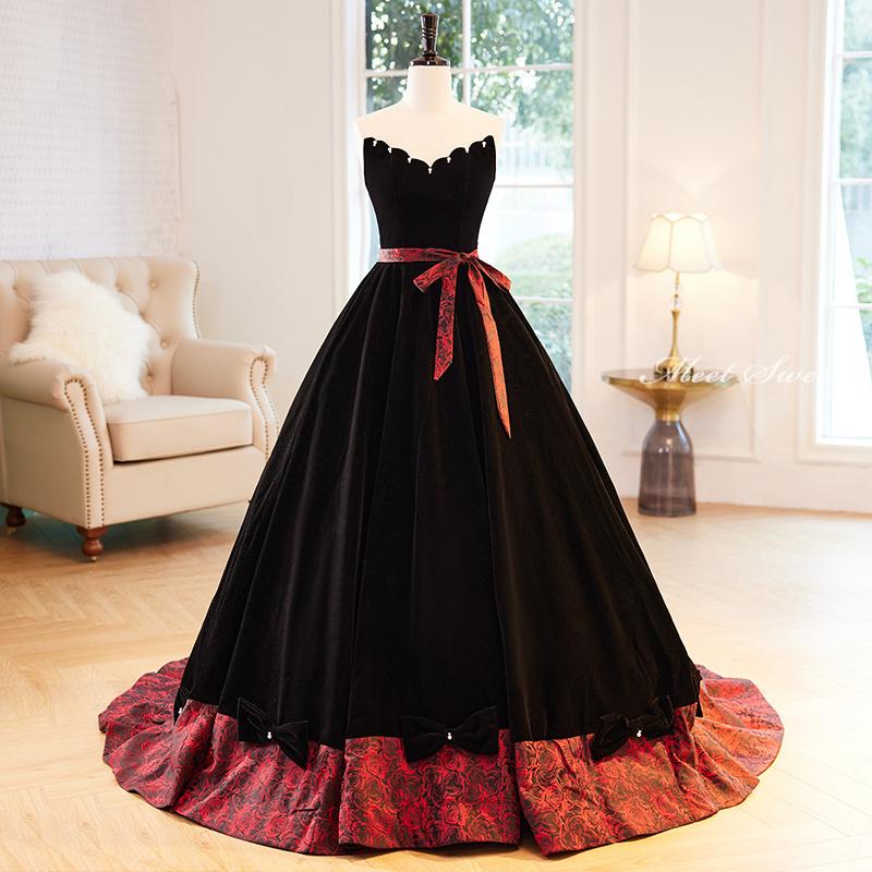 カラードレス ロングドレス プリンセスドレス ブラック ベアトップ 袖なし 結婚式 二次会 発表会 演奏会 ウェディングドレス ウエディングドレス 黒 コンサート パーティードレス ステージドレス 披露宴 コンクール ブライダル フォーマル 花嫁 大人 イブニングドレス