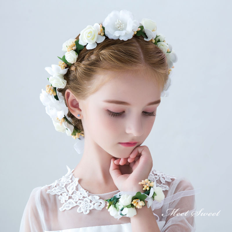 花冠 リストブーケ 子供 2点セット 花かんむり ヘアアクセサリー 安い キッズ 髪飾...