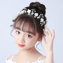 キッズ ヘッドドレス 子供 パーティー カチューシャ ヘアバンド 子ども ヘアアクセサリー ピアノ発表会 演奏会 アクセサリー 髪飾り イベント 清楚 花 ホワイト