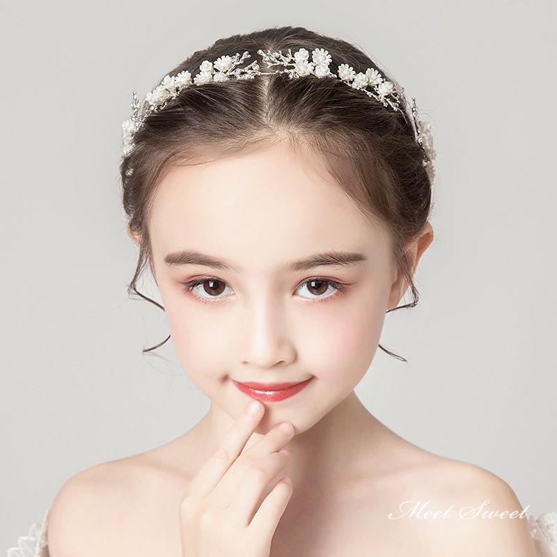 キッズ ヘッドドレス 子供 パーティー カチューシャ リボン ヘアバンド 花 シルバー 子ども ヘアアクセサリー ピアノ発表会 演奏会 アクセサリー フォマール