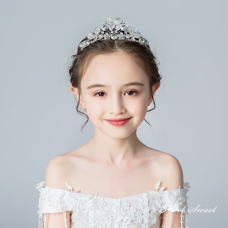 キッズ ティアラ 子供 クラウン 蝶 ヘッドドレス パーティー 子ども ヘアアクセサリー 発表会 演奏会 髪飾り イベント 王冠 プリンセス ラインストーン tiara