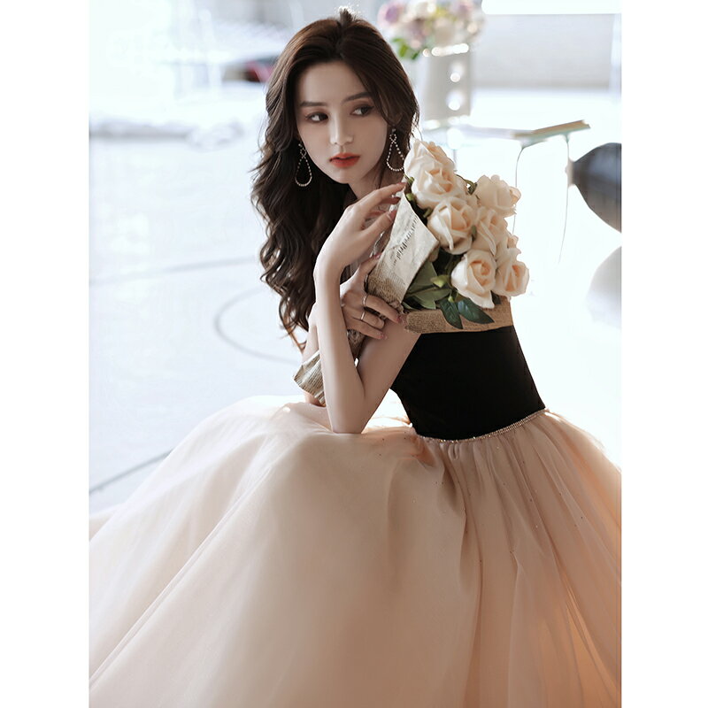 カラードレス ウェディングドレス シャンパン ブラック 切替 ノースリーブ フォーマルドレス ウエディングドレス イブニングドレス 発表会 演奏会 結婚式 二次会パーティードレス ロングドレス カクテルドレス 花嫁 袖なし シンプル 編み上げ ファッション おしゃれ