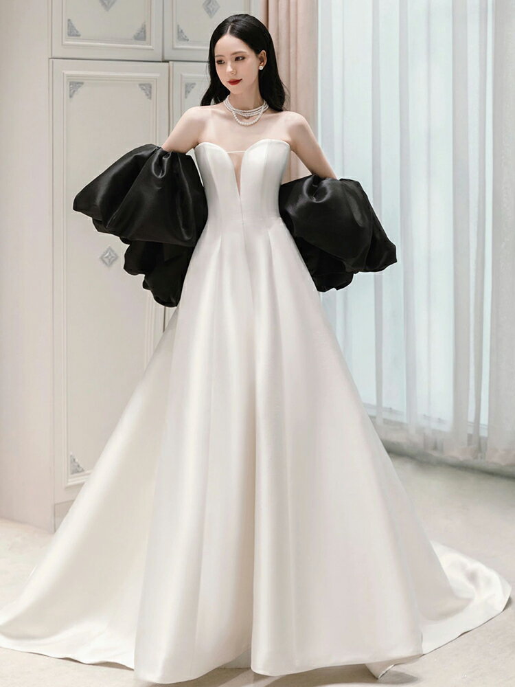 ウェディングドレス ウエディングドレス ロングドレス 二次会 結婚式 前撮り ブライダル 花嫁 Aラインドレス ビスチェ イブニングドレス つけ袖 付け袖 海外挙式 フォトウェディング ベアトップ wedding dress パーティードレス 小さいサイズ 大きいサイズ