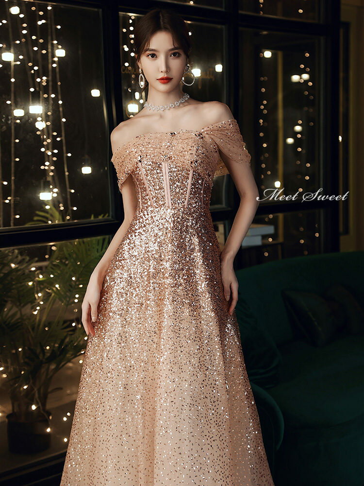 カラードレス ウェディングドレス ゴールド オフショルダー ウエディングドレス パーティードレス ロングドレス イブニングドレス 結婚式 二次会 花嫁 前撮り カクテルドレス 発表会 演奏会 フォーマルドレス スパンコール キラキラ 卒業式 おしゃれ ファッション 上品