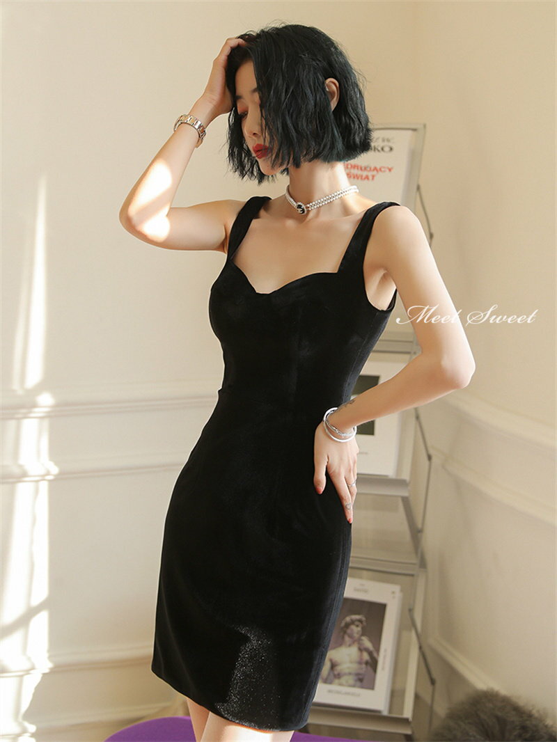カラードレス カクテルドレス パーティードレス フォーマルドレス ミニドレス タイトワンピース ノースリーブ ブラック ベルベット シンプル 黒 ゲストドレス イブニングドレス ウェディングドレス ウエディングドレス舞台演出ドレス 大人 おしゃれ ファッション