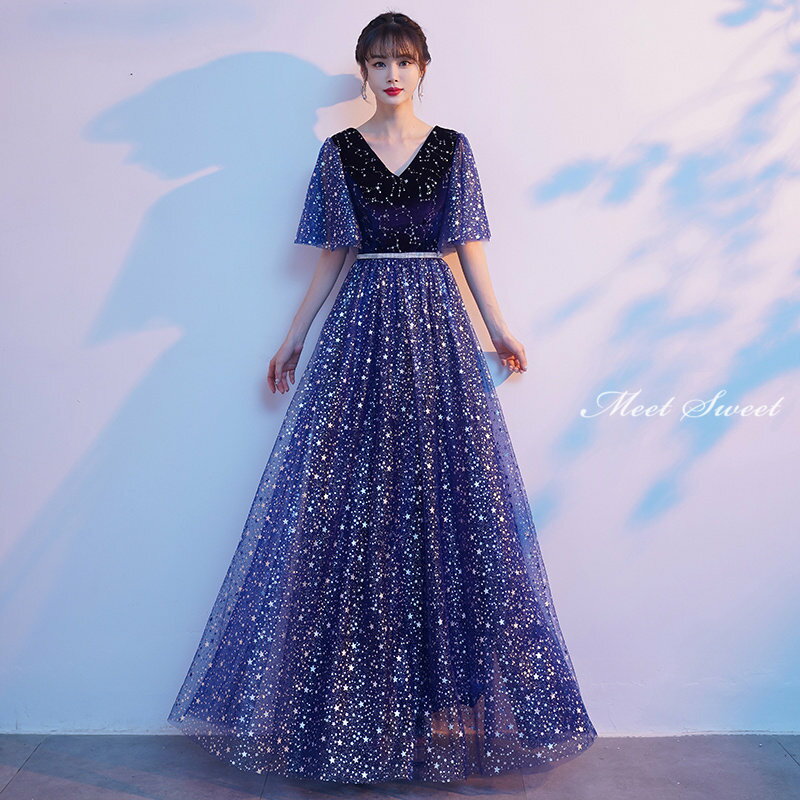 カラードレス 編み上げ ブルー パーティードレス フォーマルドレス ロングドレス Aラインドレス 結婚式 二次会 発表会 コンサート コンクール ステージドレス ゲストドレス ウェディングドレス ウエディングドレス 女子会 同窓会 セレモニー 入学式 卒業式 披露宴