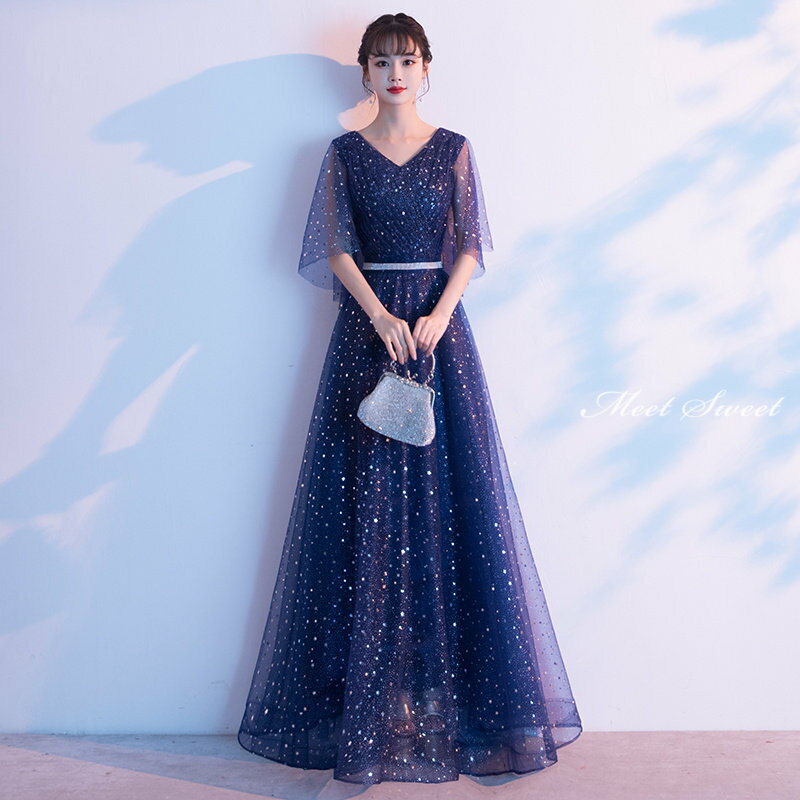 カラードレス 編み上げ ブルー パーティードレス フォーマルドレス ロングドレス Aラインドレス 結婚式 二次会 発表会 コンサート コンクール ステージドレス ゲストドレス ウェディングドレス ウエディングドレス 女子会 同窓会 セレモニー 入学式 卒業式 披露宴