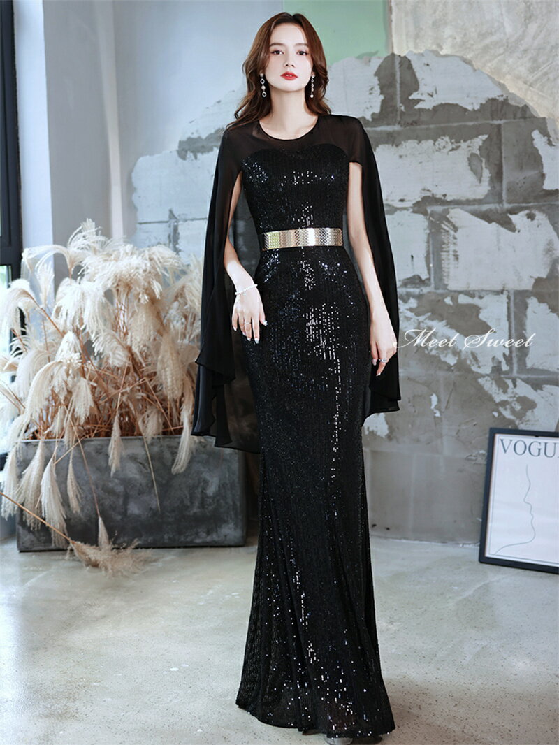 カラードレス ファスナー パーティードレス フォーマルドレス ロングドレス マーメイドドレス ブラック スパンコール 結婚式 二次会 発表会 黒 スリットスリーブ ゲストドレス ウェディングドレス ウエディングドレス イブニングドレス 演奏会 披露宴 Aラインドレス