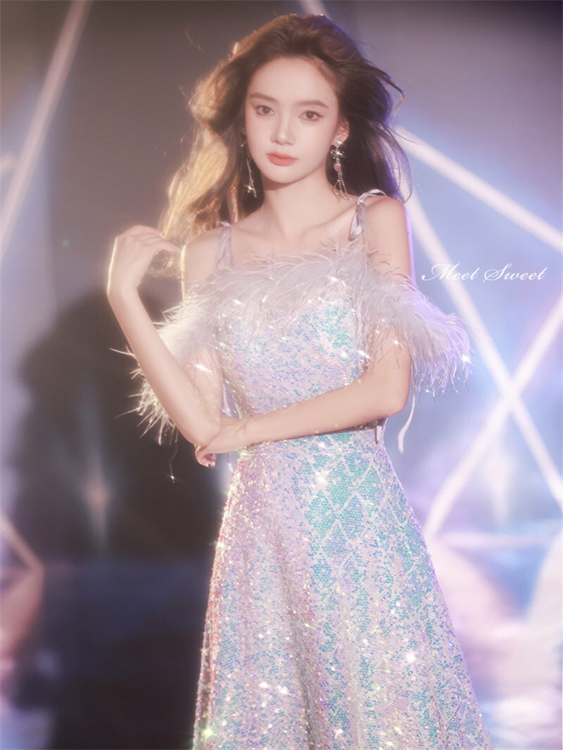 カラードレス ファスナー パーティードレス ウェディングドレス ロングドレス フェザー スパンコール 結婚式 二次会 発表会 スパンコール ブライダル キラキラ ゲストドレス フォーマルドレス ウエディングドレス イブニングドレス 演奏会 披露宴 キャミソール 花嫁