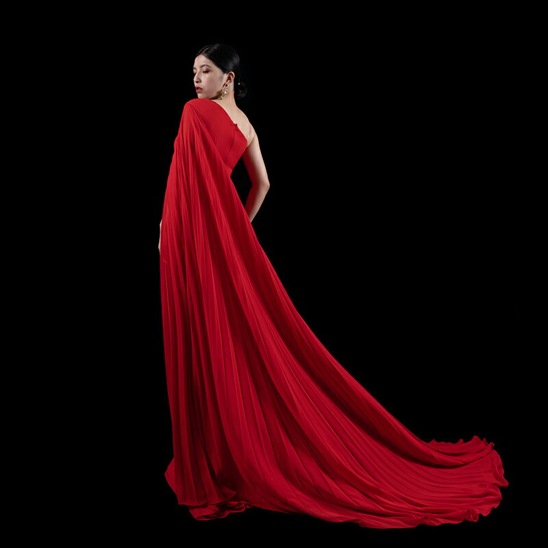 カラードレス ファスナー レッド ワンショルダー トレーン パーティードレス フォーマル ロングドレス マーメイドドレス 結婚式 二次会 発表会 ステージドレス ゲストドレス ブライダル ウエディングドレス イブニングドレス 演奏会 披露宴 花嫁 ウェディングドレス