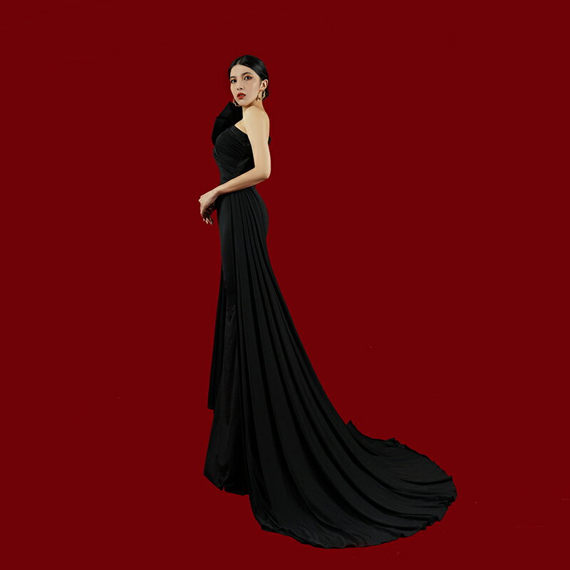 カラードレス ファスナー パーティードレス ブラック ワンショルダー 長袖 スリット トレーン フォーマル ロングドレス マーメイドドレス 発表会 ステージドレス ゲストドレス ブライダル ウエディングドレス イブニングドレス 演奏会 ノースリーブ ウェディングドレス