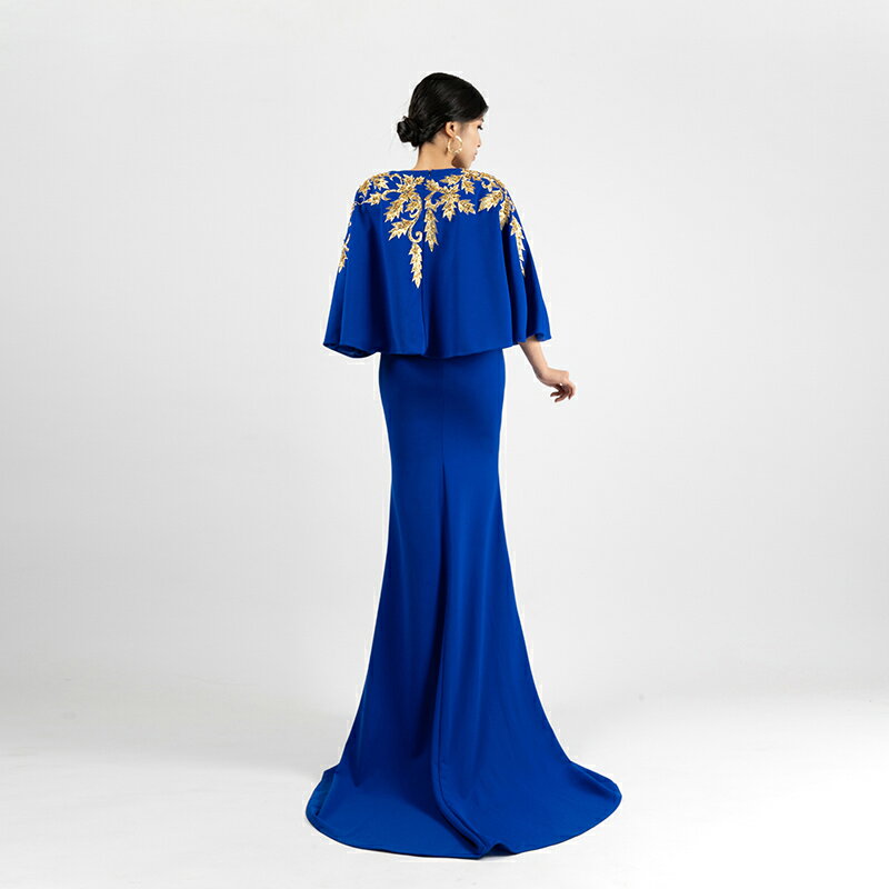 2点セット カラードレス ブルー ケープ 半袖 パーティードレス フォーマル 青 ロングドレス マーメイドドレス 結婚式 二次会 発表会 花嫁 ウェディングドレス ゲストドレス ブライダル ウエディングドレス イブニングドレス 演奏会 披露宴 マーメイドラインドレス
