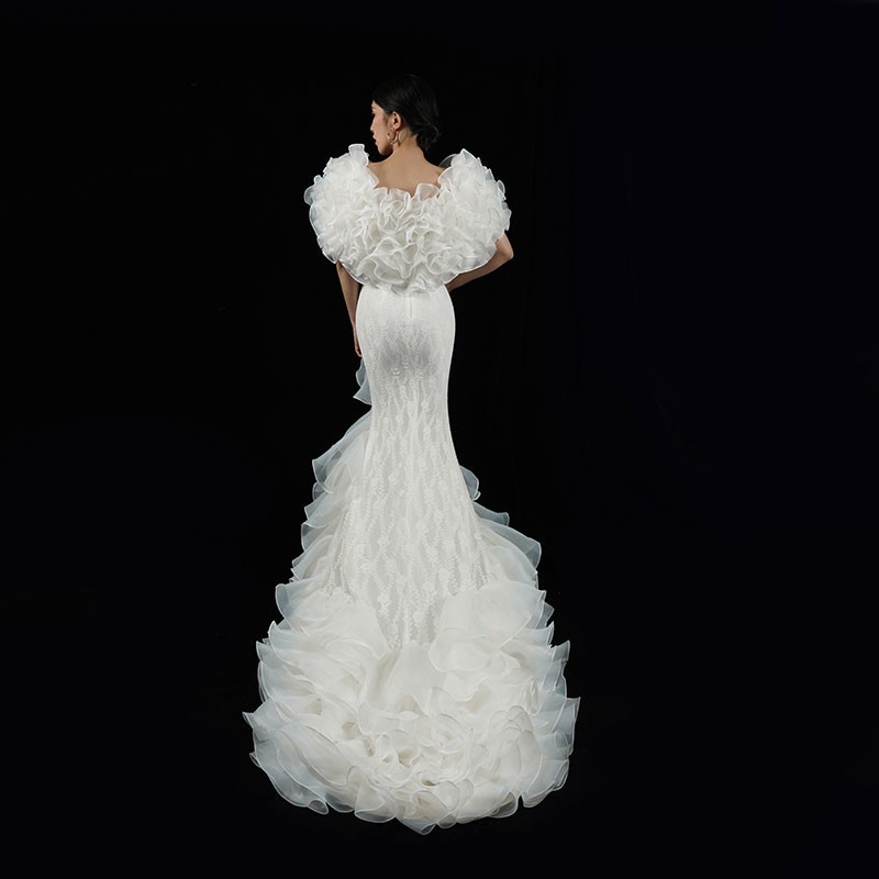 カラードレス ホワイト パープル オレンジ フリル ファスナー パーティードレス ロングドレス マーメイドドレス 結婚式 二次会 発表会 花嫁 ウェディングドレス ゲストドレス ブライダル ウエディングドレス イブニングドレス 演奏会 披露宴 マーメイドラインドレス