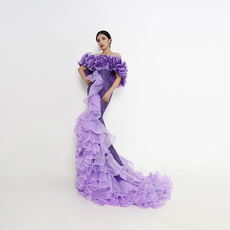 カラードレス ホワイト パープル オレンジ フリル ファスナー パーティードレス ロングドレス マーメイドドレス 結婚式 二次会 発表会 花嫁 ウェディングドレス ゲストドレス ブライダル ウエディングドレス イブニングドレス 演奏会 披露宴 マーメイドラインドレス
