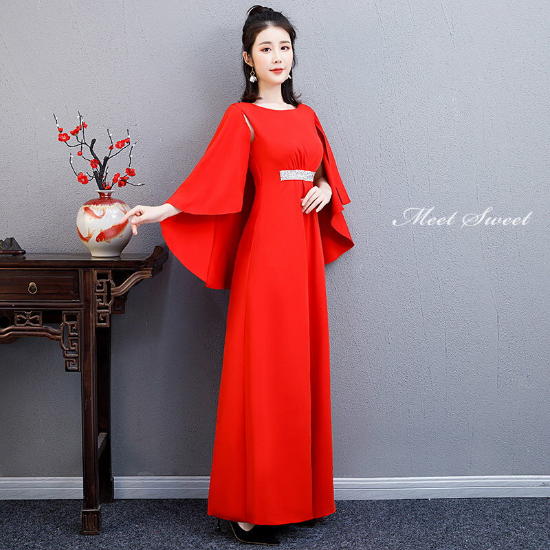 カラードレス ファスナー パーティードレス フォーマル ロングドレス ノースリーブ 結婚式 二次会 発表会 ケープ風袖 演奏会用ドレス レッド スレンダードレス ゲストドレス ウェディングドレス ウエディングドレス イブニングドレス 披露宴 色/サイズオーダー可能