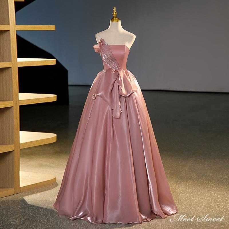 【マラソンP2倍×最大2000円クーポン 10/27 9:59まで】カラードレス 編み上げ ダークピンク ビスチェ ロングドレス 結婚式 二次会 発表会 演奏会 ウェディングドレス ウエディングドレス 花嫁 前撮り プリンセスドレス イブニングドレス コンサート パーティードレス