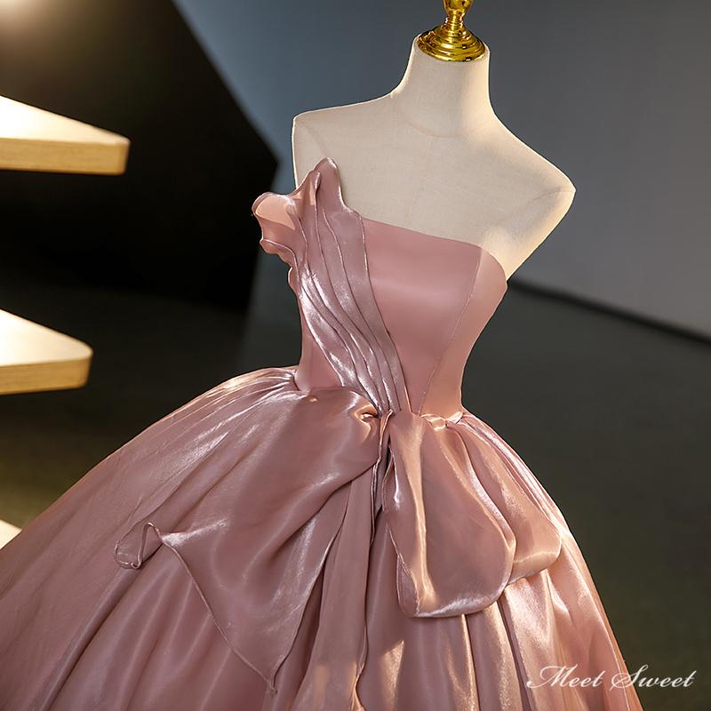 【マラソンP2倍×最大2000円クーポン 10/27 9:59まで】カラードレス 編み上げ ダークピンク ビスチェ ロングドレス 結婚式 二次会 発表会 演奏会 ウェディングドレス ウエディングドレス 花嫁 前撮り プリンセスドレス イブニングドレス コンサート パーティードレス