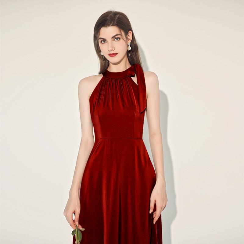 カラードレス ピンク ブラック ワインレッド パーティードレス フォーマル ミディアムドレス 結婚式 二次会 発表会 演奏会 アメリカンスリーブ ホルターネック ゲストドレス 披露宴 カクテルドレス ブライダル お呼ばれ 成人式 卒業式 袖なし セレモニー ワンピース