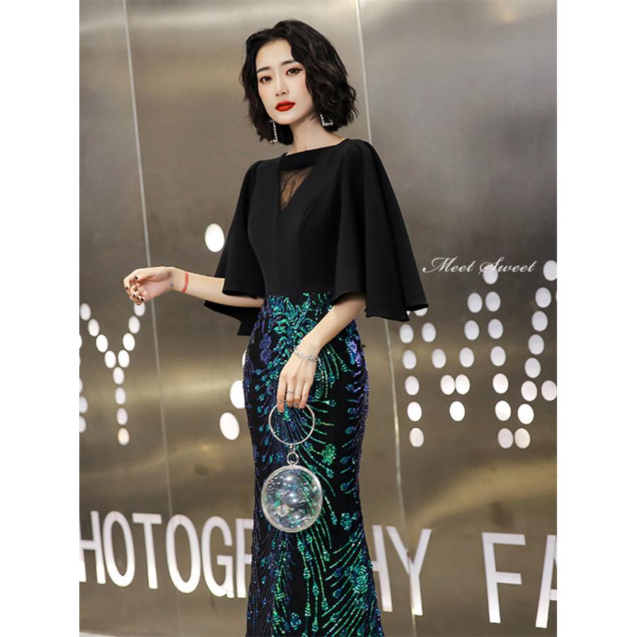 カラードレス ファスナー ブラック グリーン スパンコール パーティードレス フォーマル ロングドレス 結婚式 二次会 大人 ウェディングドレス マーメイドドレス ゲストドレス ウエディングドレス 発表会 演奏会 ベルスリープ カクテルドレス ブライダル 大きいサイズ
