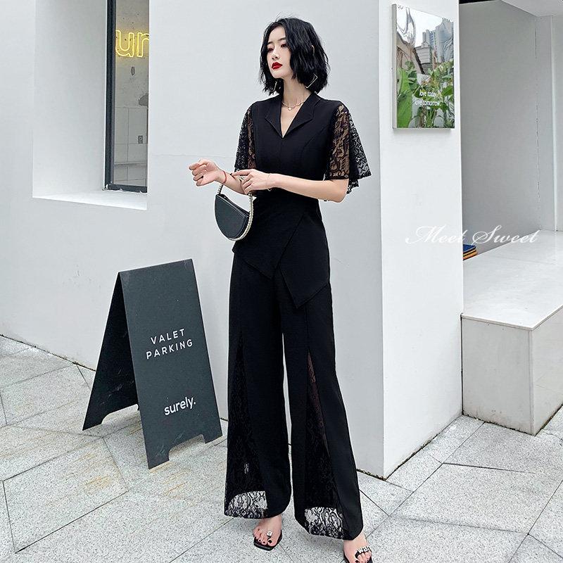 カラードレス パンツドレス ファスナー レース ブラック 半袖 パーティードレス フォーマル ロングドレス 結婚式 二次会 披露宴 発表会 演奏会 イブニングドレス ゲストドレス ウエディングドレス 謝恩会 食事会 同窓会 カクテルドレス ブライダル 大人 大きいサイズ