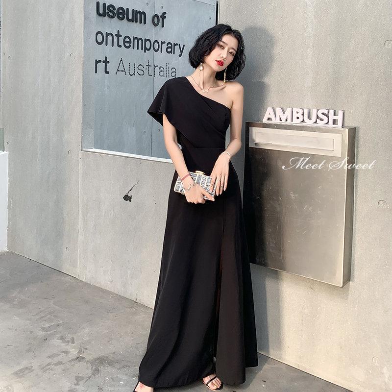 カラードレス ファスナー ブラック ワンショルダー パーティードレス フォーマル ロングドレス 結婚式 二次会 披露宴 発表会 演奏会 スリット スレンダードレス ゲストドレス ウエディングドレス 謝恩会 食事会 同窓会 カクテルドレス ブライダル 大人 大きいサイズ