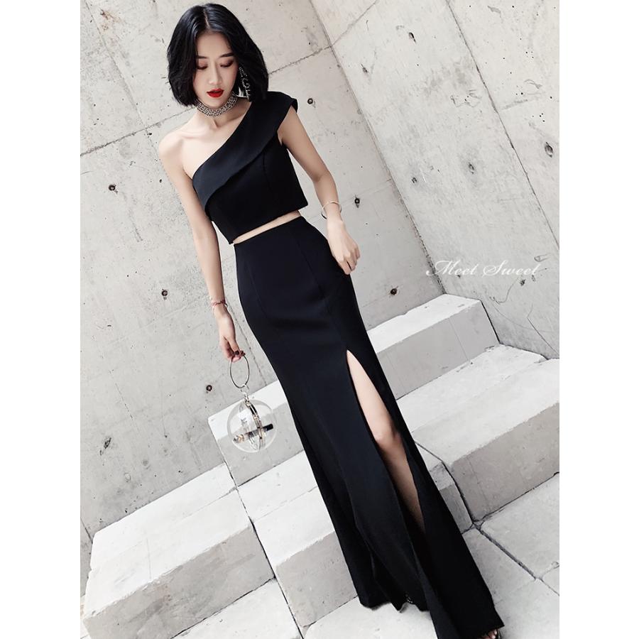 カラードレス ファスナー ワンショルダー ブラック パーティードレス フォーマル ロングドレス 結婚式 二次会 披露宴 発表会 演奏会 スリット マーメイドドレス ゲストドレス ウエディングドレス コンサート コンクール カクテルドレス ブライダル 花嫁 大きいサイズ