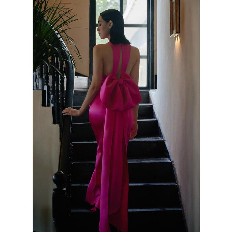 【マラソンP2倍×最大2000円クーポン 10/17 9:59まで】カラードレス パーティードレス スレンダードレス ローズピンク マゼンタ ロングドレス 結婚式 二次会 発表会 ウェディングドレス ウエディングドレス 前撮り ゲストドレス ウエディングドレス コンサート コンクール