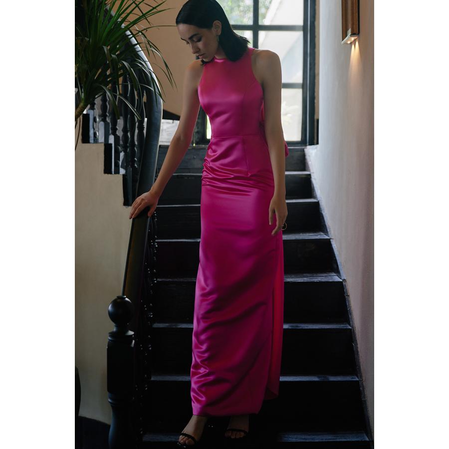 【マラソンP2倍×最大2000円クーポン 10/17 9:59まで】カラードレス パーティードレス スレンダードレス ローズピンク マゼンタ ロングドレス 結婚式 二次会 発表会 ウェディングドレス ウエディングドレス 前撮り ゲストドレス ウエディングドレス コンサート コンクール