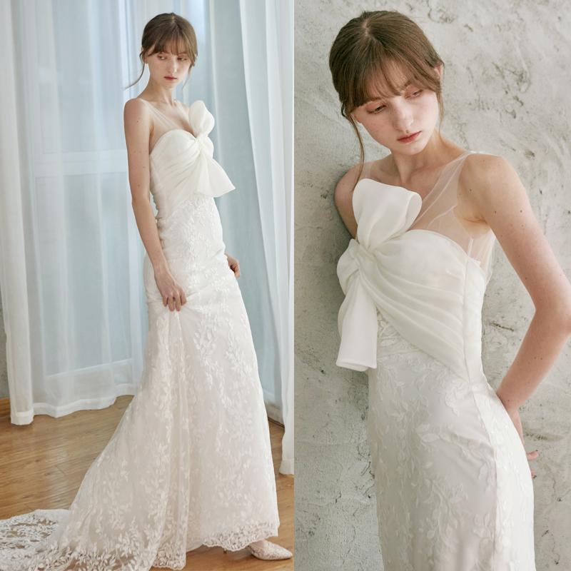 ウェディングドレス ウエディングドレス 二次会 結婚式 前撮り ブライダル ロングドレス 花嫁 スレンダードレス スレンダーラインドレス レース ノースリーブ 海外挙式 フォトウェディング オフホワイト wedding dress マーメイドドレス 小さいサイズ 大きいサイズ