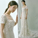 【スーパーSALE限定P2倍×最大2000円OFFクーポン】ウェディングドレス ウエディングドレス 二次会 結婚式 前撮り ブライダル ロングドレス 花嫁 スレンダードレス バックレス 総レース シャンパン 半袖 ベージュ 海外挙式 フォトウェディング トレーン wedding