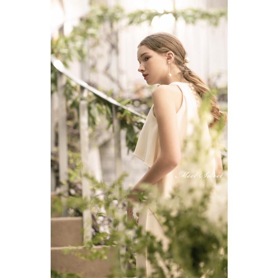 ミートスウィートの【P5倍★BLACK FRIDAY限定】ウェディングドレス ウエディングドレス 二次会 結婚式 前撮り ブライダル ロングドレス 花嫁 マーメイドドレス スレンダーラインドレス サテン ホルターネック 海外挙式 フォトウェディング オフホワイト wedding dress｜アングル2