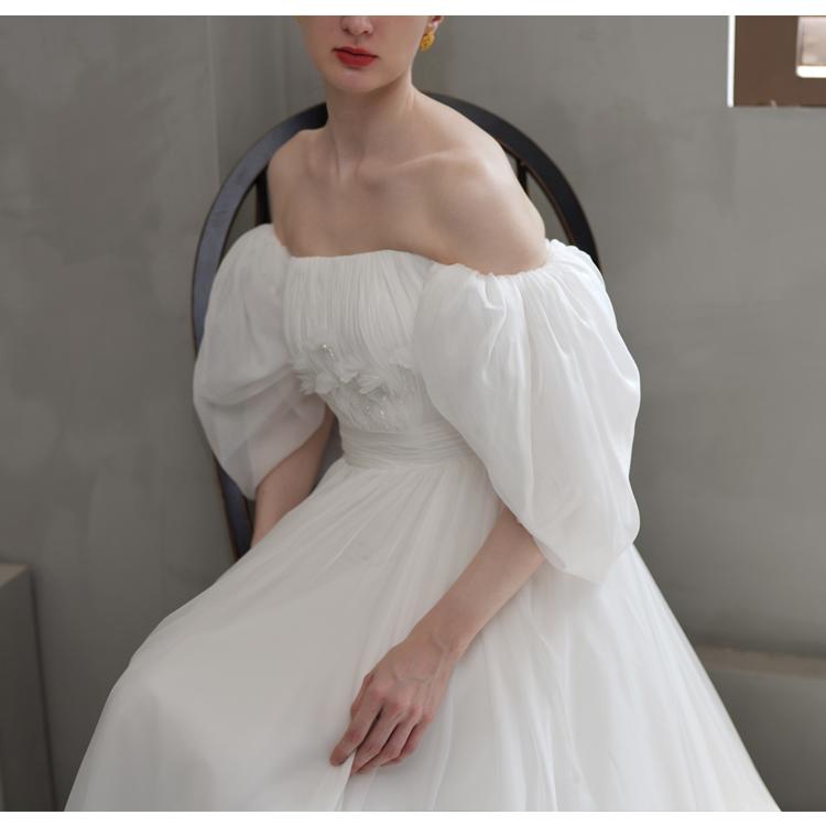 ウェディングドレス ウエディングドレス マタニティドレス 二次会 結婚式 前撮り ブライダル ロングドレス 花嫁 エンパイア スレンダードレス オフショルダー 海外挙式 フォトウェディング オフホワイト wedding dress Aラインドレス エンパイアライン 大きいサイズ